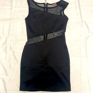 Black, Partially Sheer Black Dress, Size Large